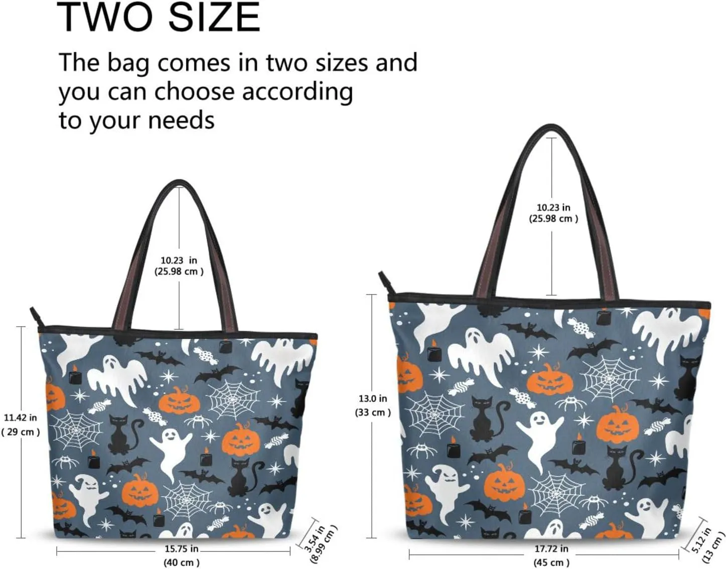 JSTEL Tote Bag for Women with Zipper,Polyester Tote Purse Holiday Tote Bag Work Handbag Women Gift
