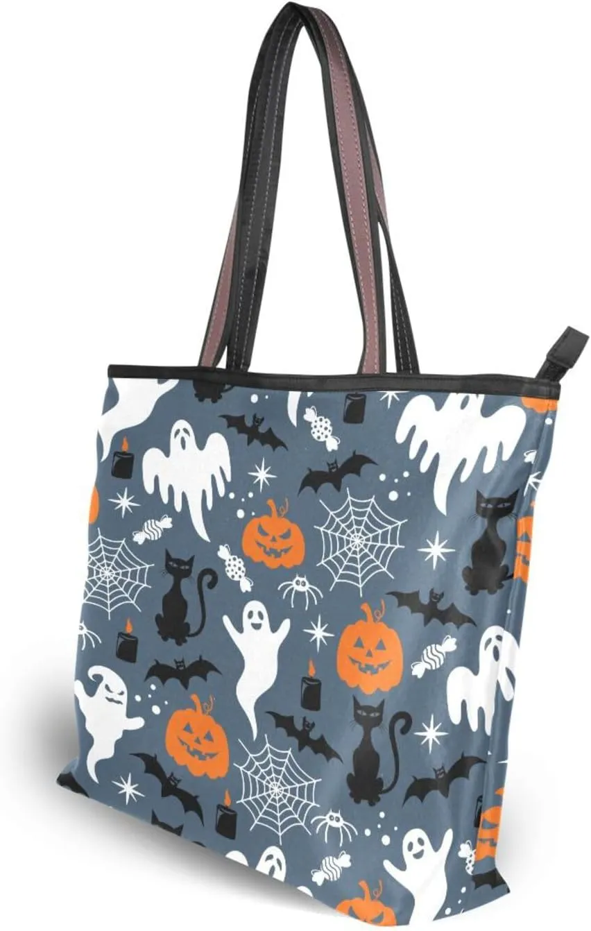 JSTEL Tote Bag for Women with Zipper,Polyester Tote Purse Holiday Tote Bag Work Handbag Women Gift