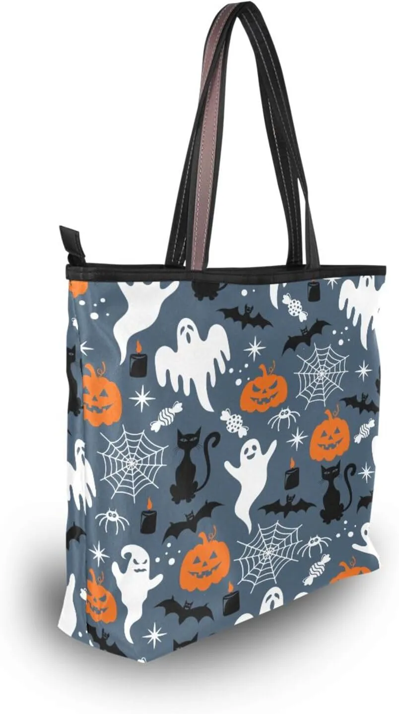 JSTEL Tote Bag for Women with Zipper,Polyester Tote Purse Holiday Tote Bag Work Handbag Women Gift