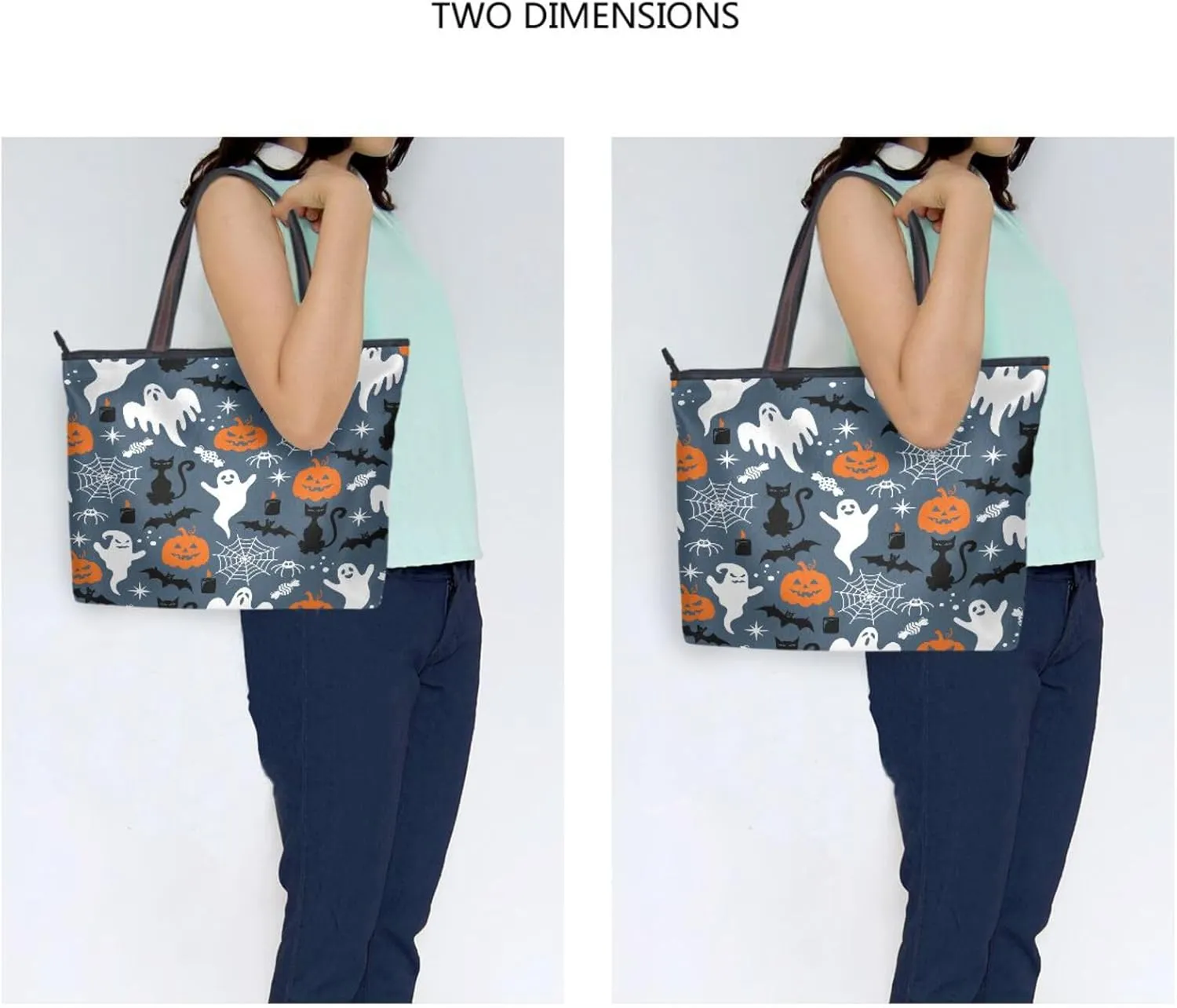 JSTEL Tote Bag for Women with Zipper,Polyester Tote Purse Holiday Tote Bag Work Handbag Women Gift