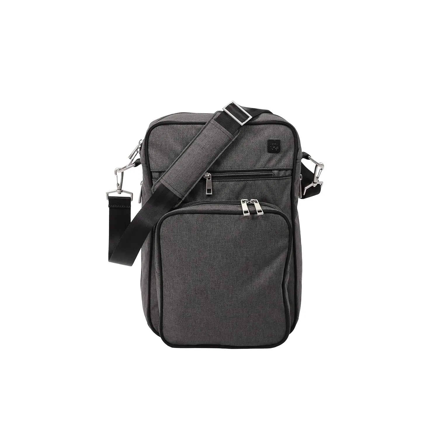 JuJuBe Helix Multi-Functional Crossbody Messenger/Diaper Dad Bag, Onyx Collection - Chrome