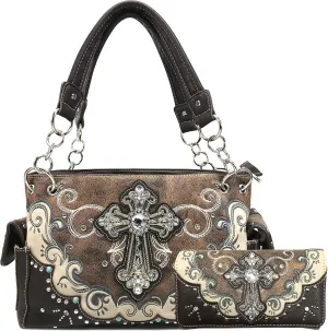 Justin West Mustang Cross Handbag Purse For Girls Women Concealed Carry