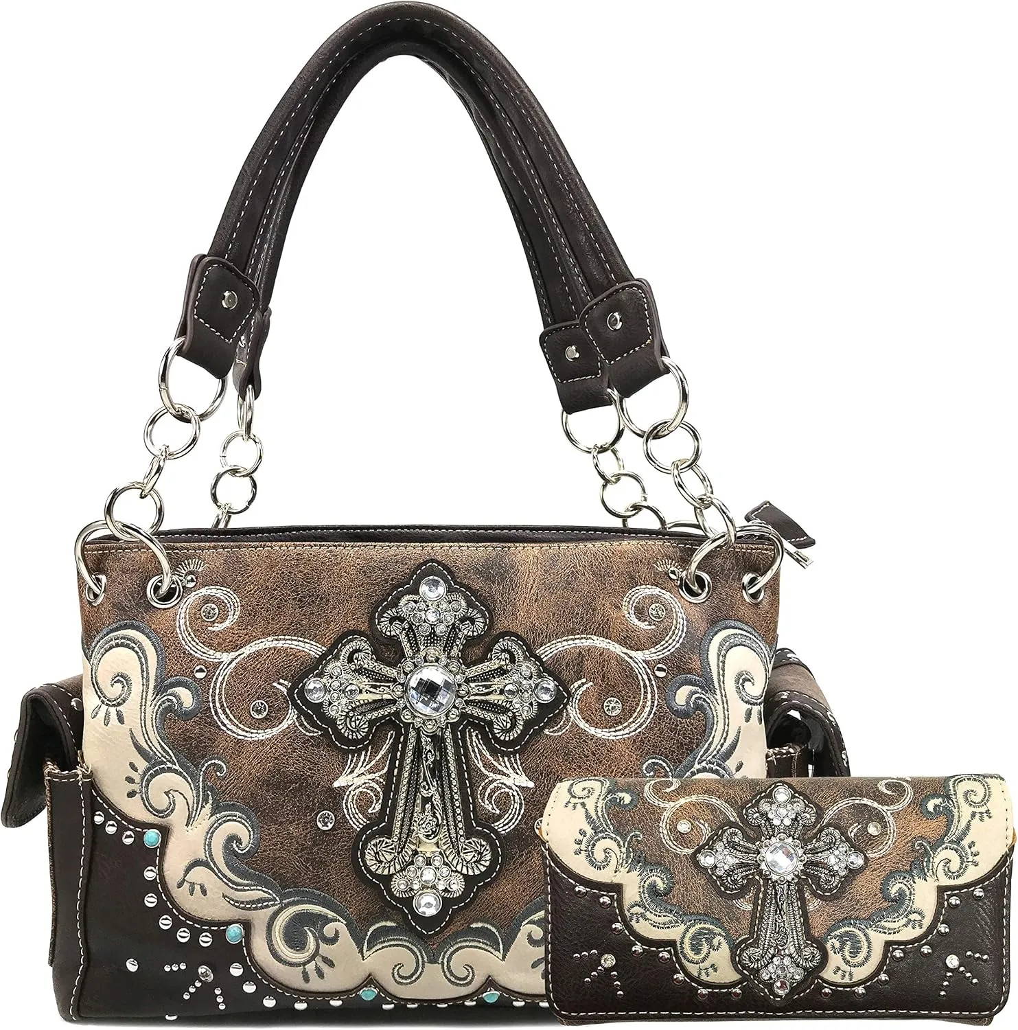 Justin West Mustang Cross Handbag Purse For Girls Women Concealed Carry