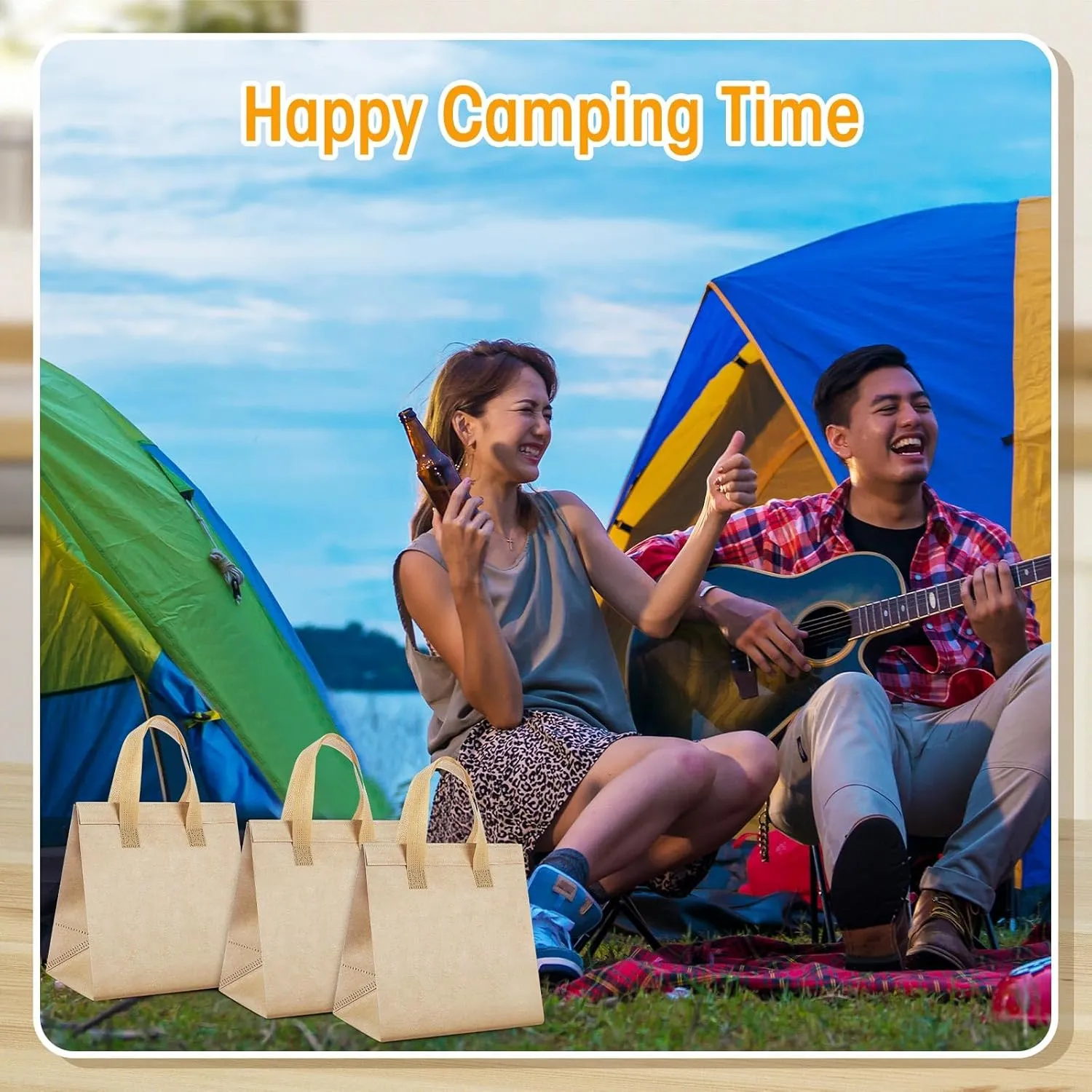 Kacctyen 100 Pcs Insulated Take Out Bags Bulk 9.5 x 6 x 9.5 in Thermal Insulation Food Bag for Coffee, Milk Tea, Hot Cold Food, Delivery Cooler Bag for Catering Restaurant Grocery Picnic (Kraft Color)