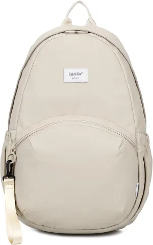 Kah&Kee 15.6-Inch Laptop Backpack for Women Simple & Lightweight Casual Daypack for Travel, Work, School - Cute Ladies Office Bag (Beige)