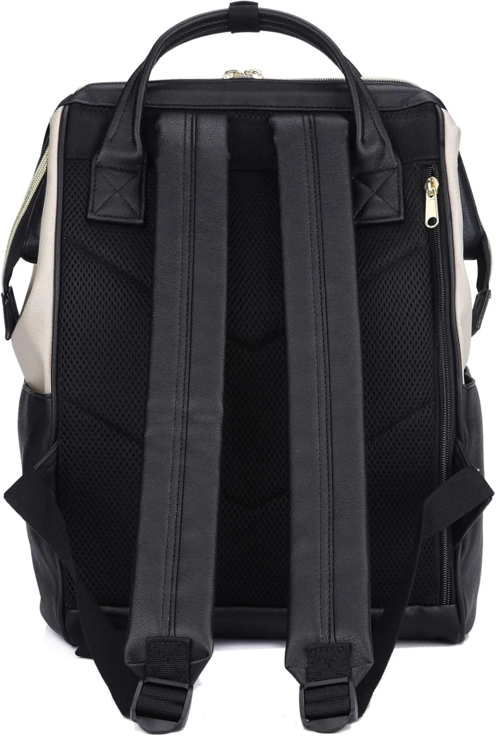 Kah&Kee Leather Backpack for Women and Men 15-inch Laptop Bag | Teacher Professional, Diaper Bag Backpack, Ideal for Work, School, Nurse, College & Travel (Beige/Black, Medium)