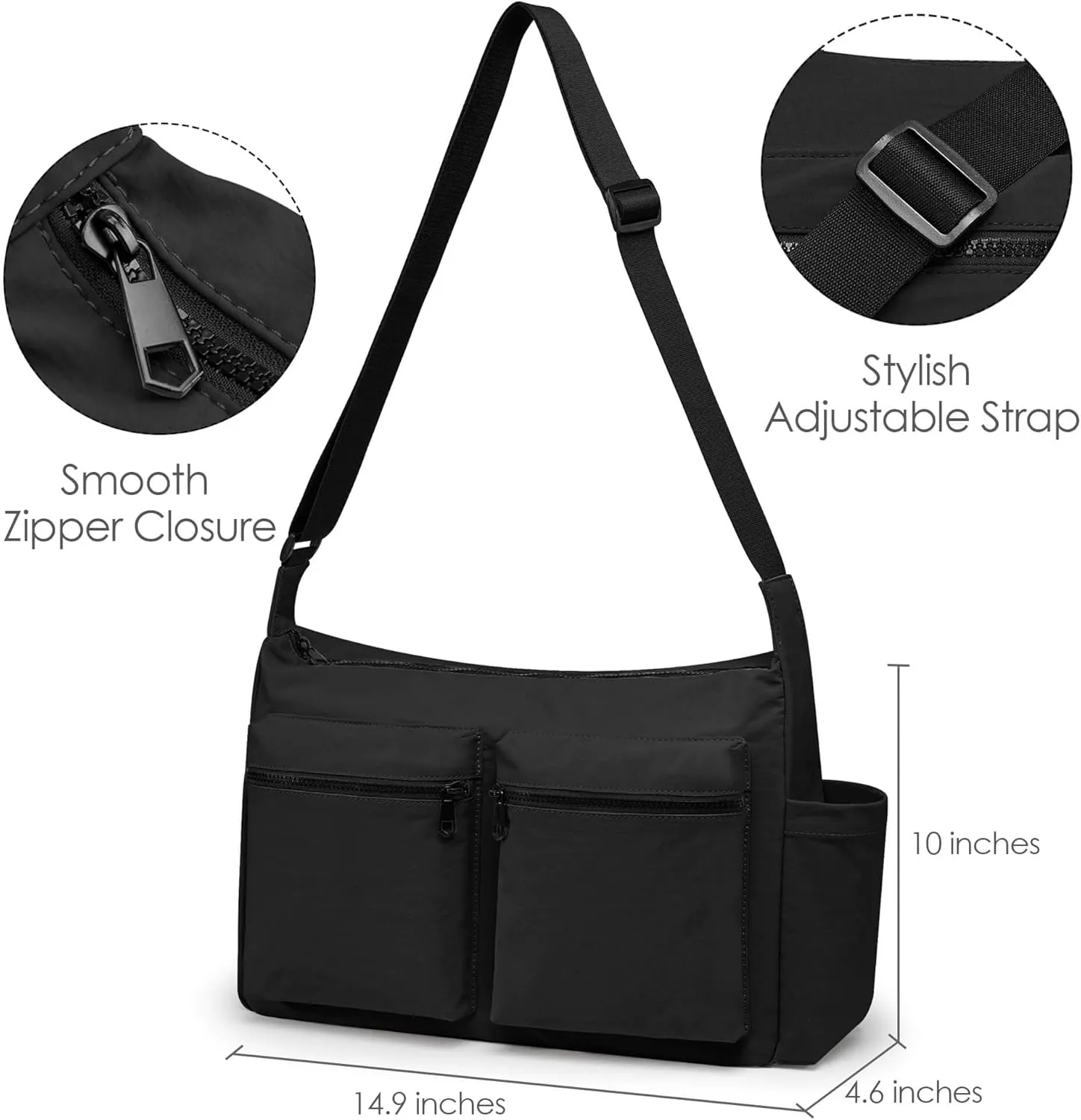 KALIDI Canvas Tote Bag Messenger Bag, Large Crossbody Bag for Women or Men, Casual Canvas Shoulder Bag for College Work Daily
