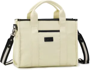 Kasqo Canvas Tote Bag for Women, Casual Tote Purse Shoulder Satchel Bag with Multi Pockets Zipper for Travel,Work