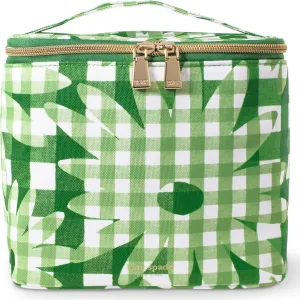 kate spade new york Insulated Lunch Tote, Small Lunch Cooler, Thermal Bag with Double Zipper Close and Carrying Handle, Green, Daisy Gingham