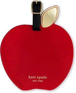 Kate Spade New York Round Red Vegan Leather Luggage Tag for Women, Durable Suitcase ID Tag, Apple