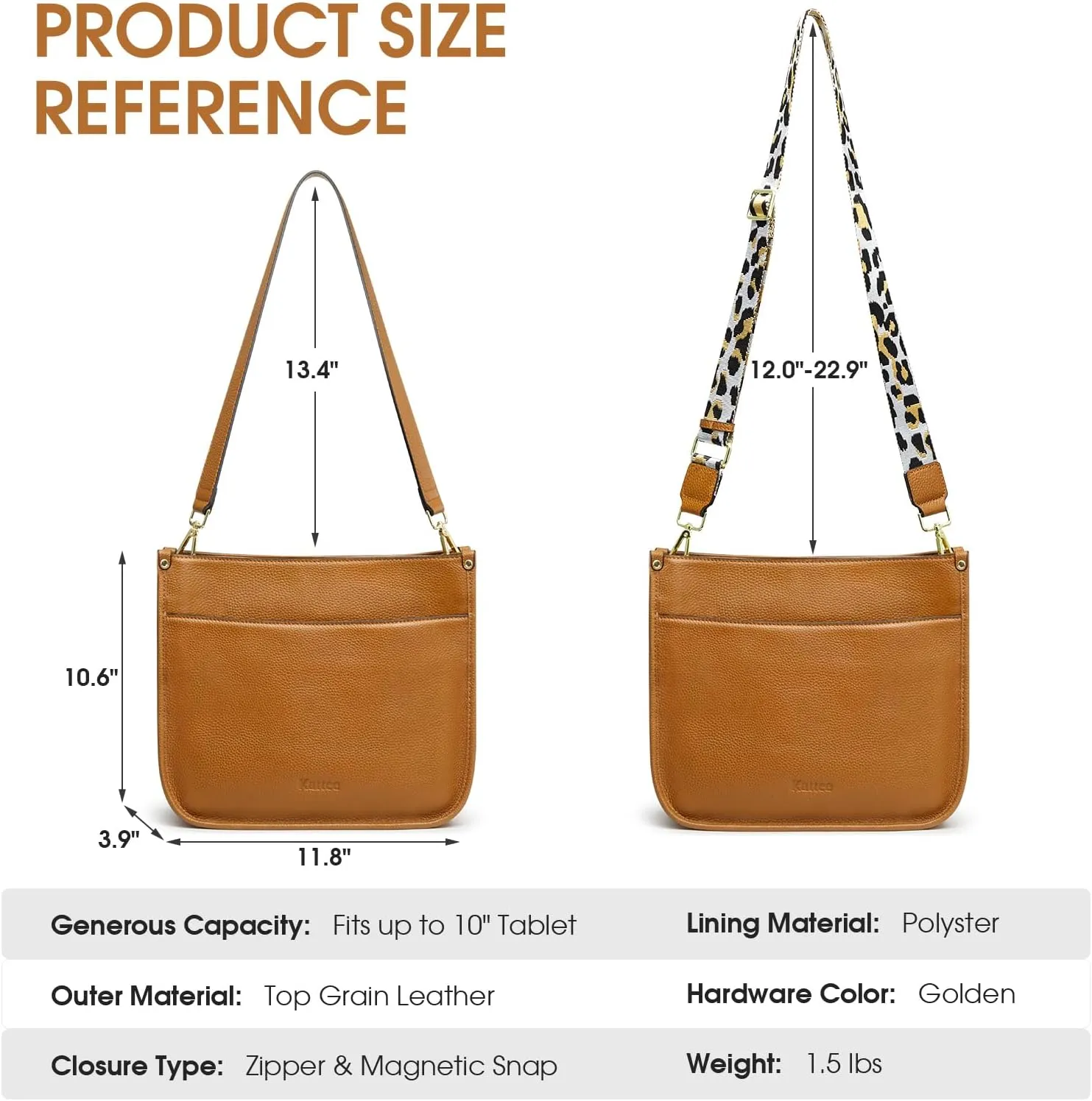 Kattee Leather Crossbody Bags for Women, Fashion Shoulder Purse, Hobo Handbags with Adjustable Strap