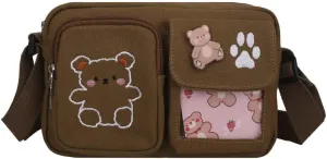 Kawaii Crossbody Bag Cute Wallet Purse Canvas Shoulder Bag for Women Small Messenger Bag
