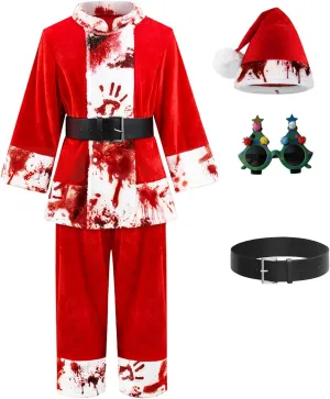 keaiyouhuo Kids Terrifying Clown Costume Scary Killer Clown Halloween Cosplay Outfit for Boys