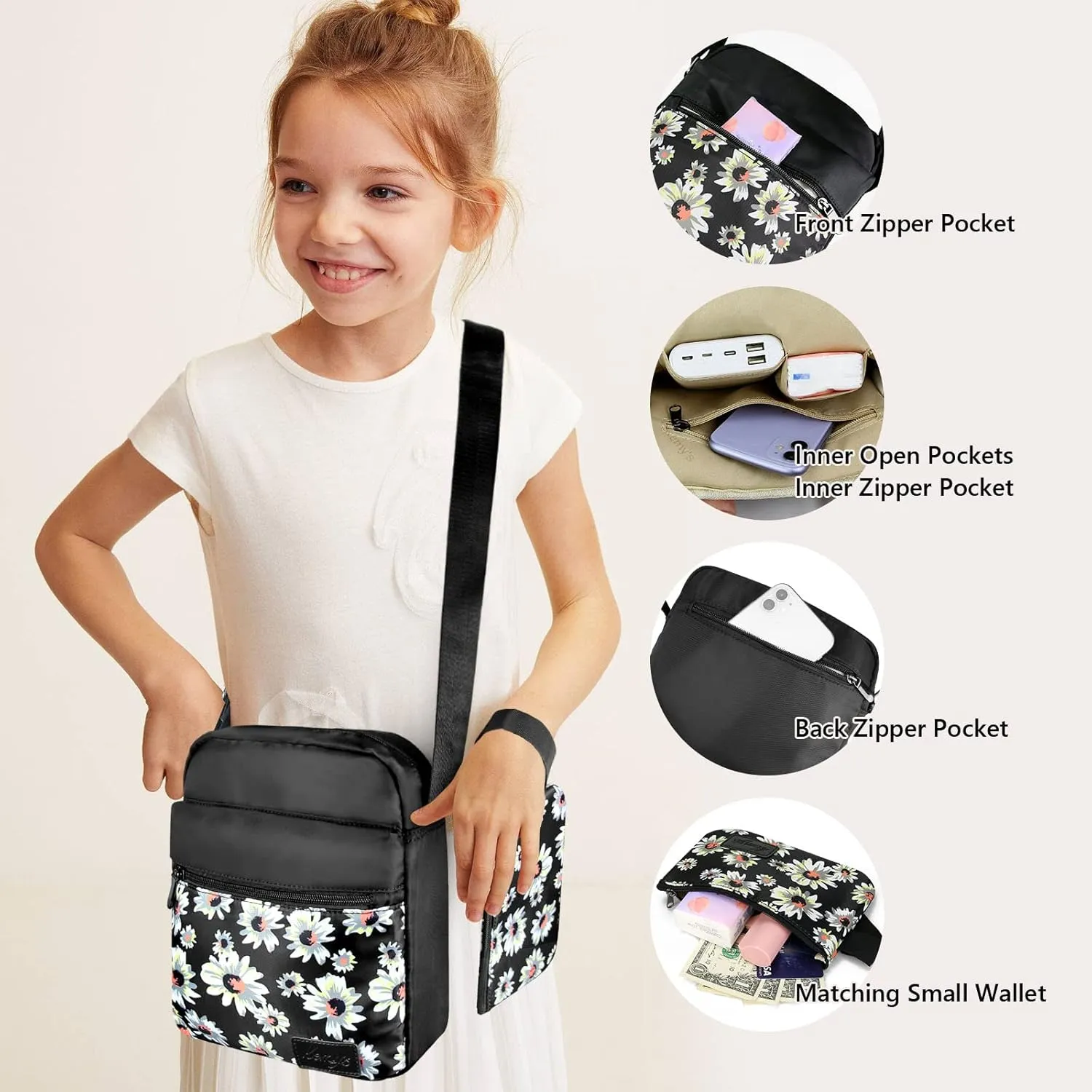 Kemy's Small Canvas Crossbody Bag for Teen Girls, Lightweight Messenger Shoulder Bags Cross Body Purse for Girls and Women