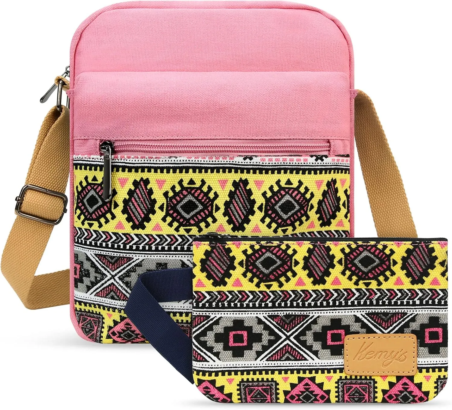 Kemy's Small Canvas Crossbody Bag for Teen Girls, Lightweight Messenger Shoulder Bags Cross Body Purse for Girls and Women