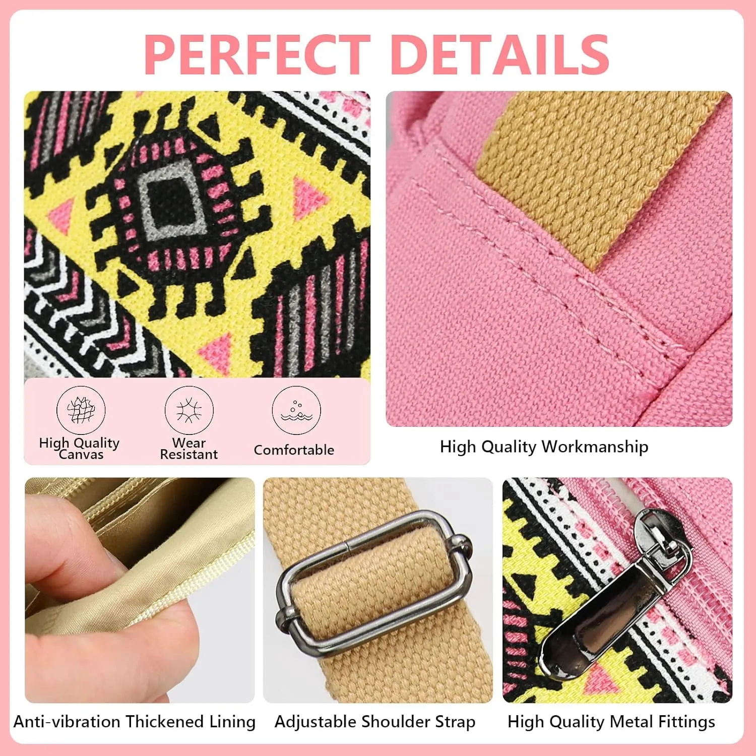 Kemy's Small Canvas Crossbody Bag for Teen Girls, Lightweight Messenger Shoulder Bags Cross Body Purse for Girls and Women