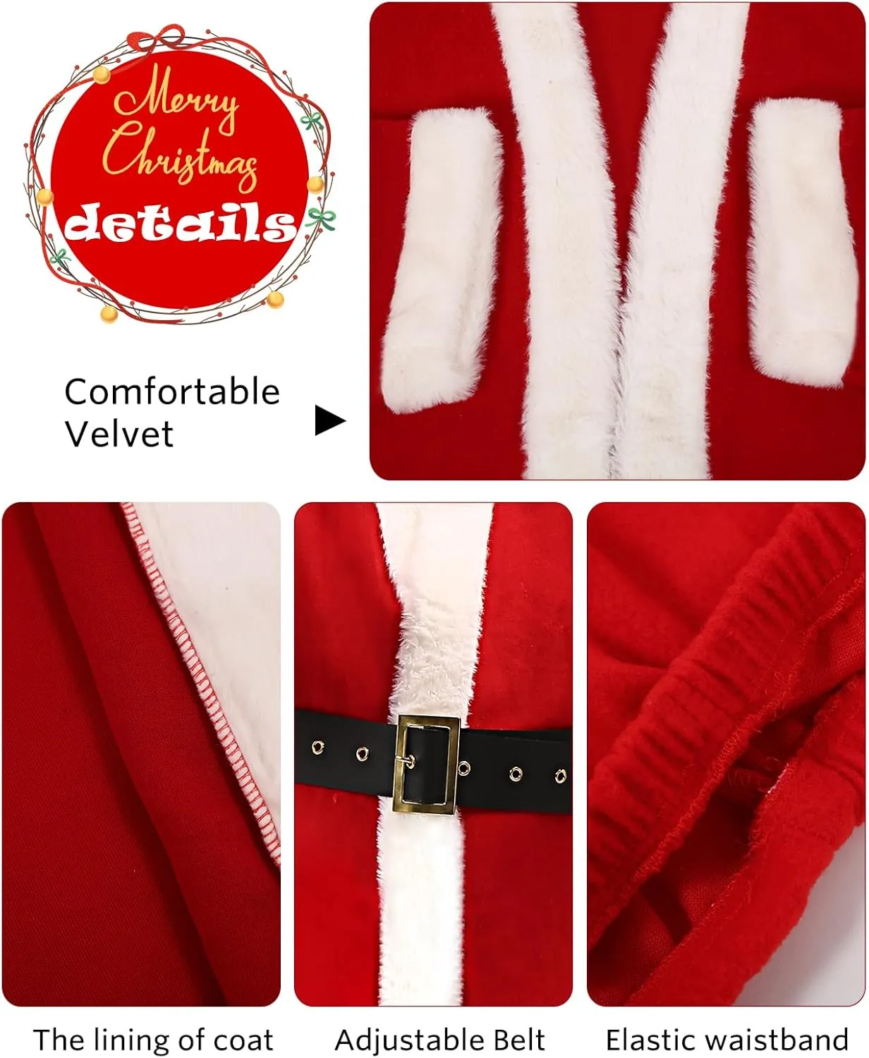Kids Santa Suit Santa Claus Costume for Kids Christmas Santa outfit for Kids Velvet Santa Costume for Boys