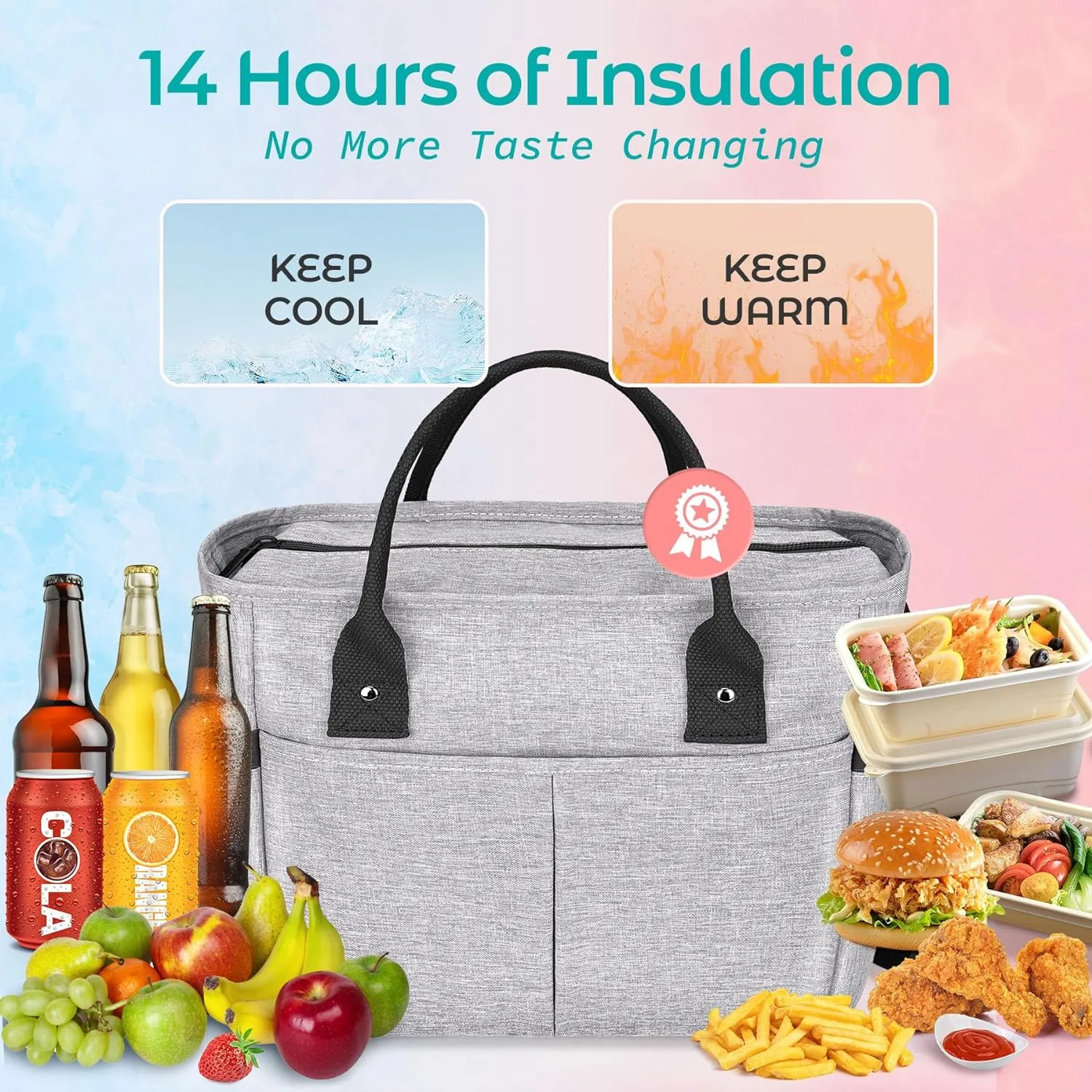 KIPBELIF Cute&Classy Roomy Insulated Lunch Bags for Women - Stylish & Functional Large Tote Adult Lunch Box for Working & Picnic