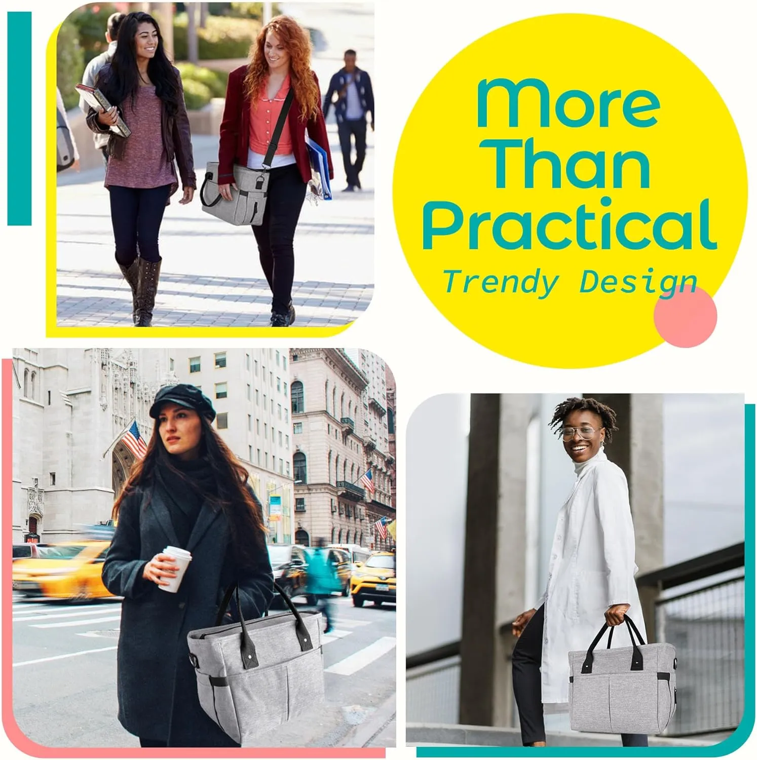 KIPBELIF Cute&Classy Roomy Insulated Lunch Bags for Women - Stylish & Functional Large Tote Adult Lunch Box for Working & Picnic