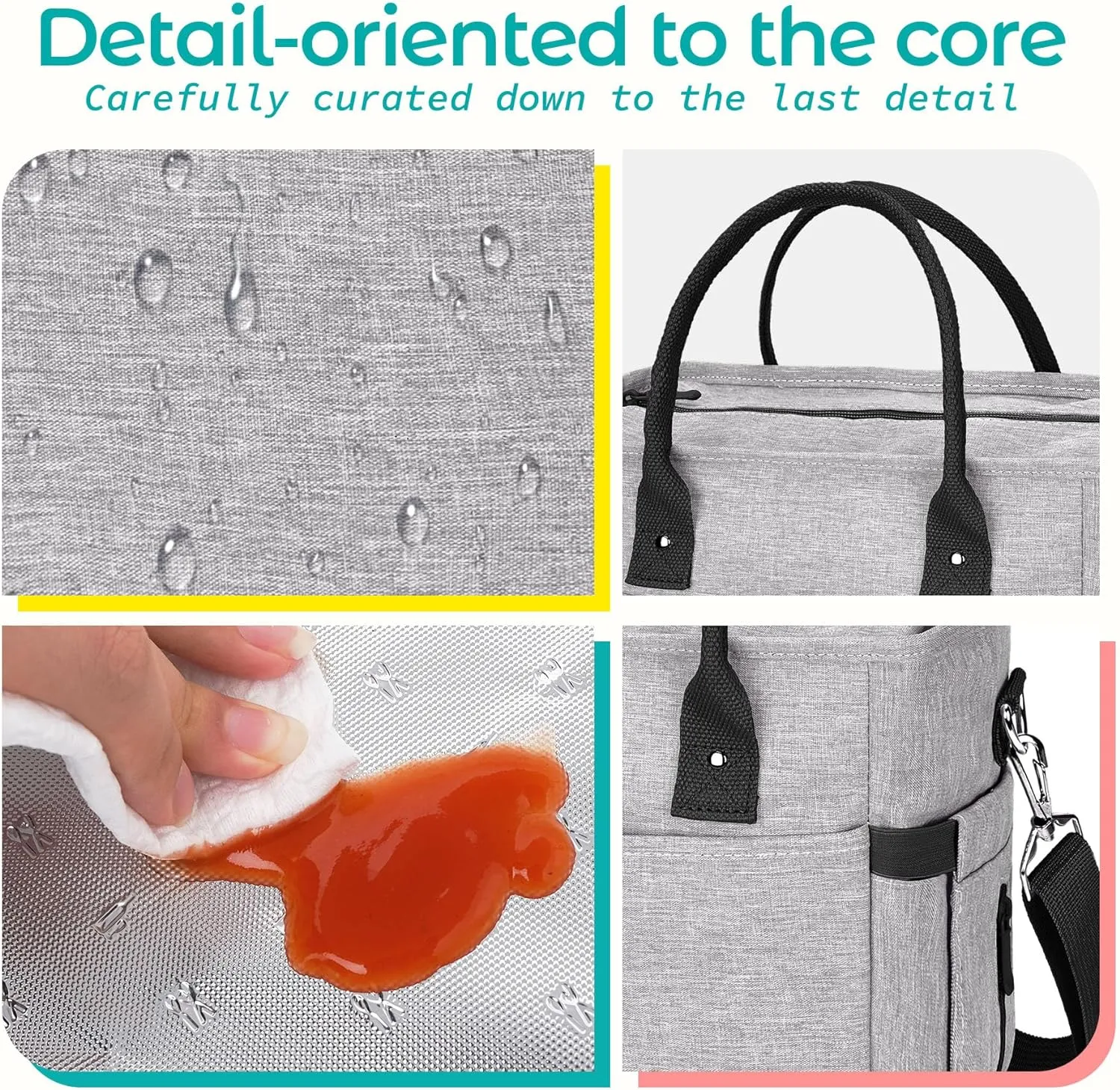 KIPBELIF Cute&Classy Roomy Insulated Lunch Bags for Women - Stylish & Functional Large Tote Adult Lunch Box for Working & Picnic