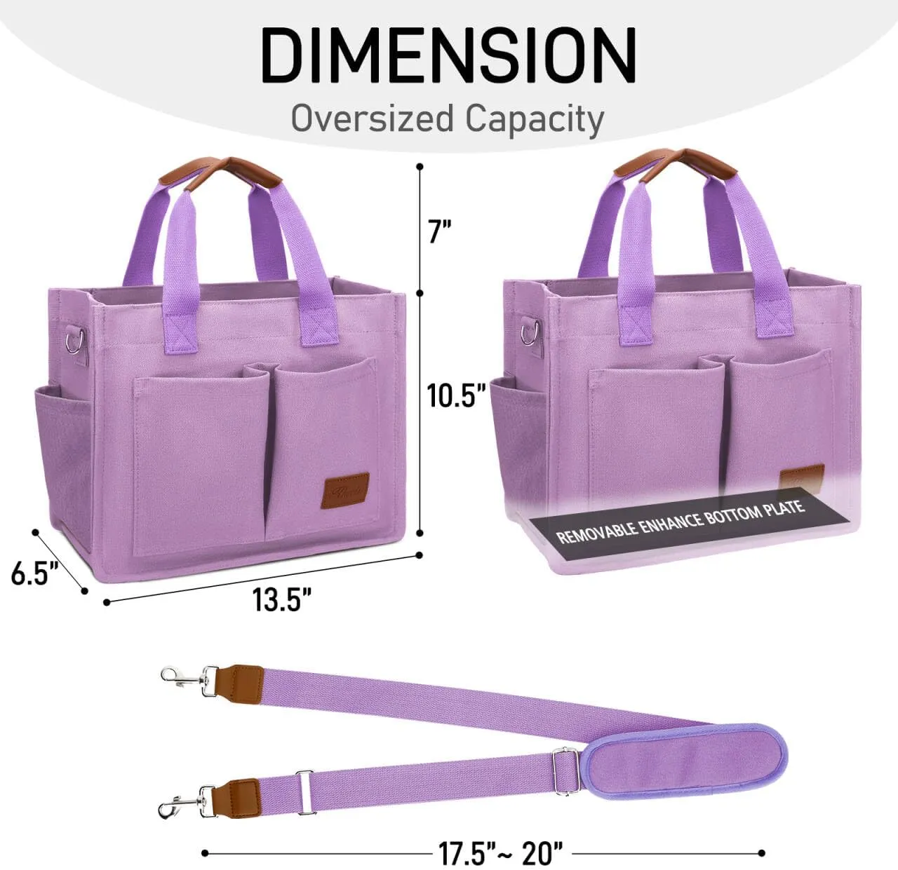KKXIU Large Canvas Tote Bag for Women with Zipper and Compartments Crossbody Work Bible Messenger Purse Bag With Pockets