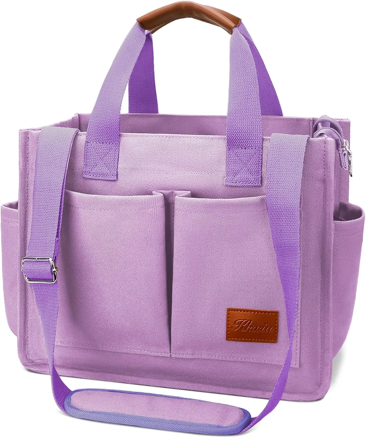 KKXIU Large Canvas Tote Bag for Women with Zipper and Compartments Crossbody Work Bible Messenger Purse Bag With Pockets