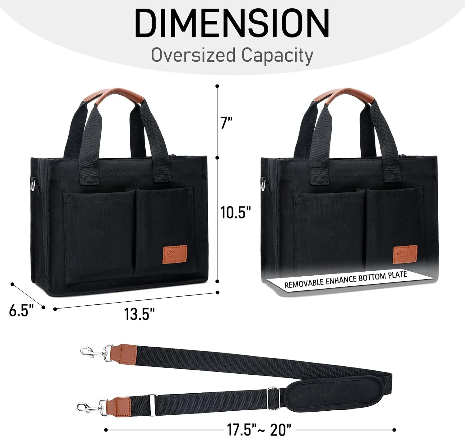 KKXIU Large Canvas Tote Bag for Women with Zipper and Compartments Crossbody Work Bible Messenger Purse Bag With Pockets
