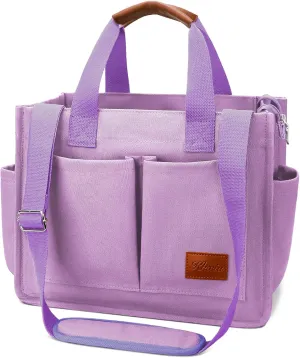 KKXIU Large Canvas Tote Bag for Women with Zipper and Compartments Crossbody Work Bible Messenger Purse Bag With Pockets