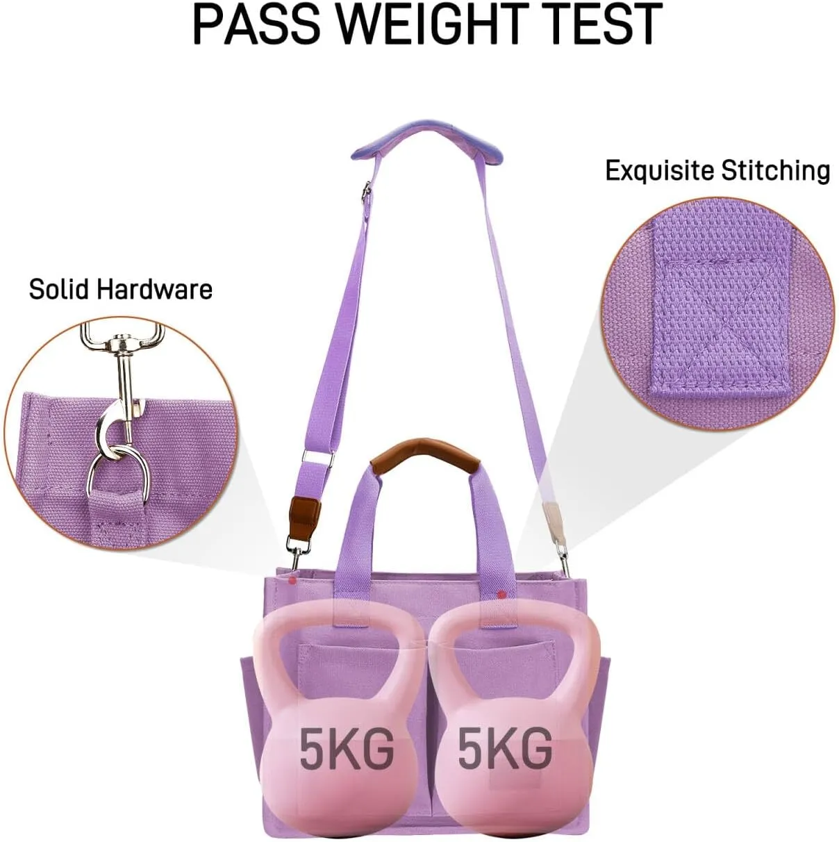 KKXIU Large Canvas Tote Bag for Women with Zipper and Compartments Crossbody Work Bible Messenger Purse Bag With Pockets