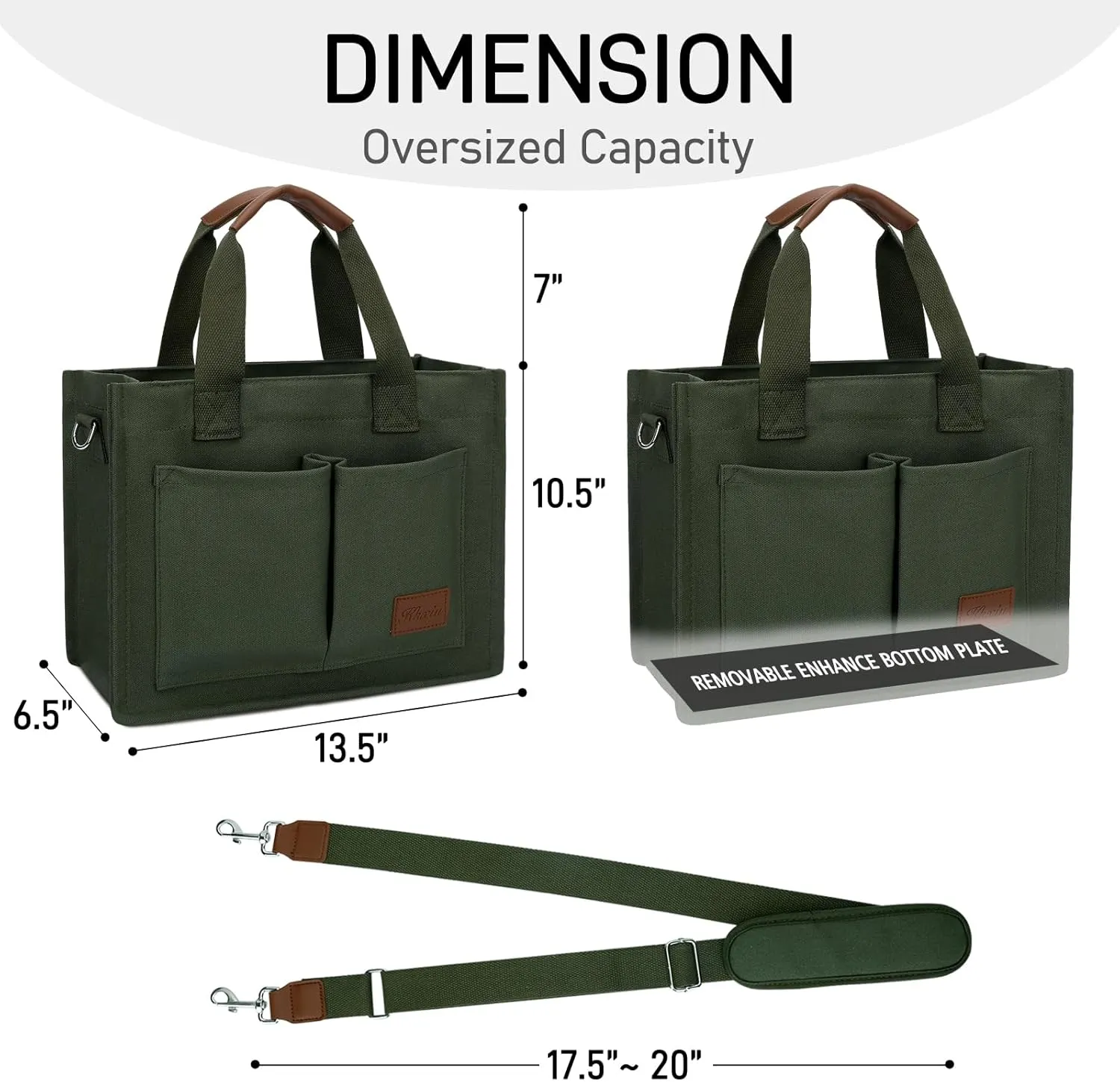 KKXIU Large Canvas Tote Bag for Women with Zipper and Compartments Crossbody Work Bible Messenger Purse Bag With Pockets