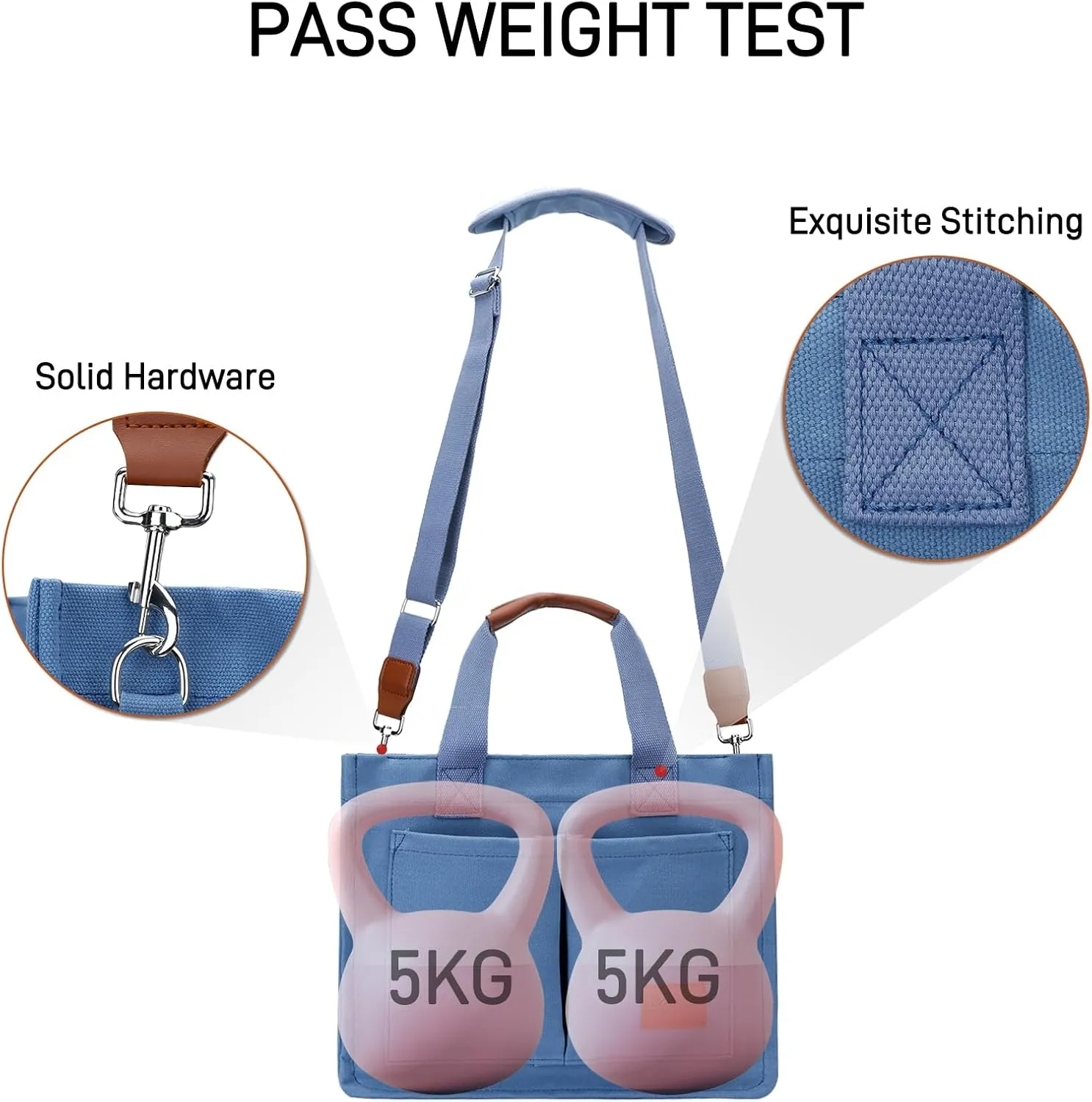 KKXIU Large Canvas Tote Bag for Women with Zipper and Compartments Crossbody Work Bible Messenger Purse Bag With Pockets