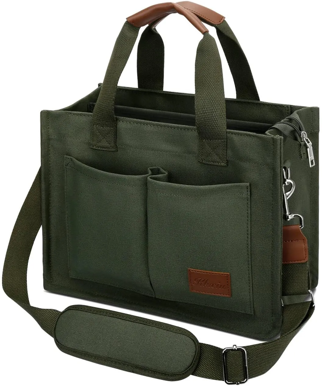 KKXIU Large Canvas Tote Bag for Women with Zipper and Compartments Crossbody Work Bible Messenger Purse Bag With Pockets