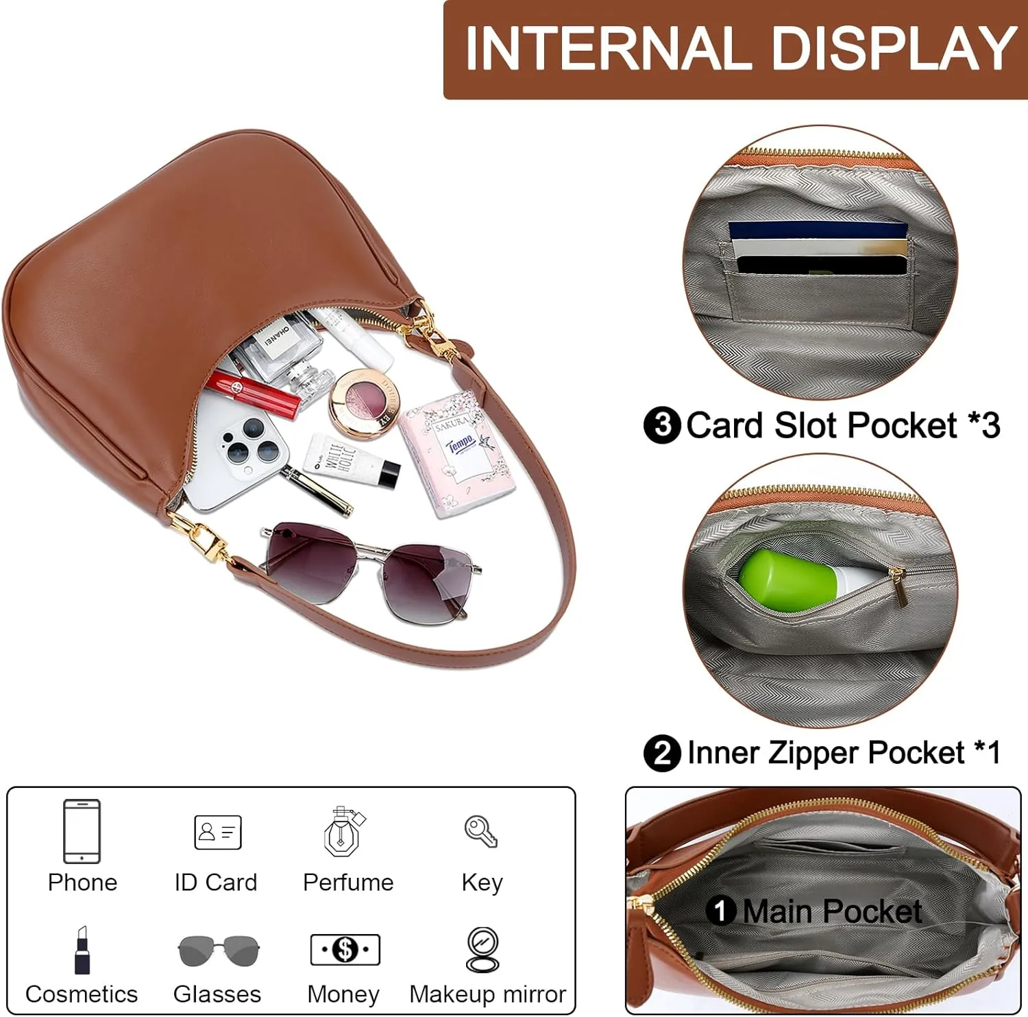 KKXIU Shoulder Bag for Women Cute Hobo Purses and Handbags Retro Clutch Underarm Purse