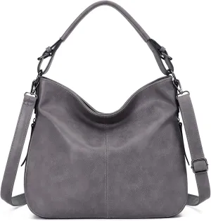 KL928 Purses for Women PU Leather Shoulder Bag Large Crossbody Hobo Bags Ladies Tote Bags with Adjustable Shoulder Strap Gray