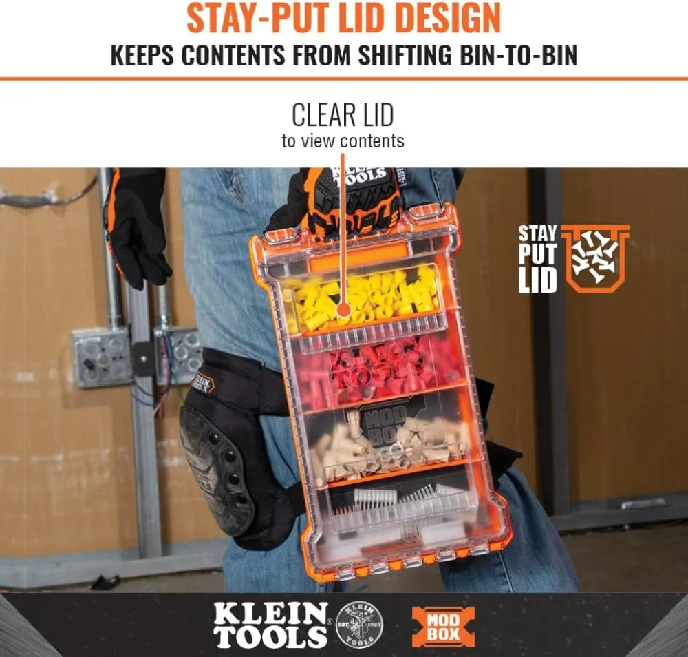 Klein Tools 54812MB MODBox Compact Storage Box, Parts Organizer, Toolbox Connects to MODBox Modular System, Backpack, Tote and Tool Bag