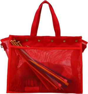 Knitting Bag Large Yarn Storage Organizer,Yarn Bags for Crocheting,Crochet Storage Bags for Crochet Hooks,Knitting Needles,Knit Bags Ideal Knitting & Crochet Gift(Red)