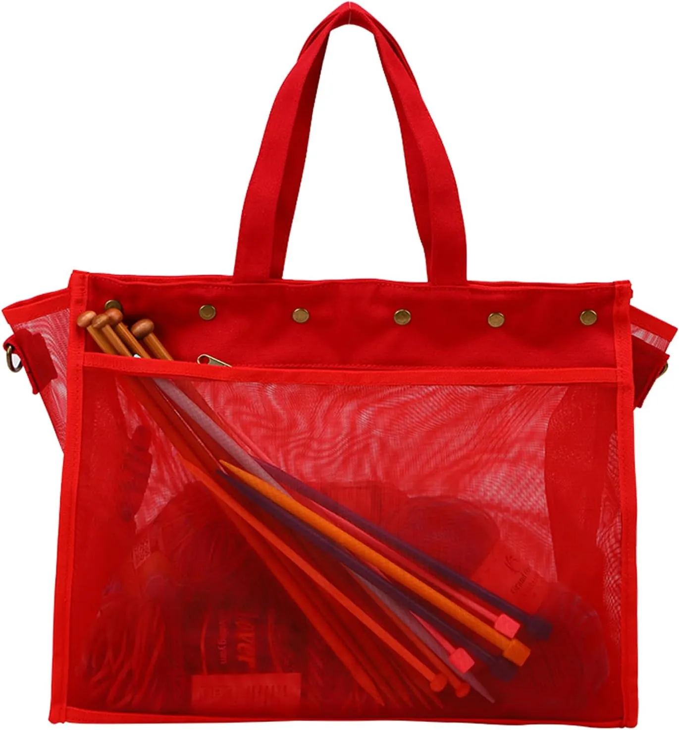 Knitting Bag Large Yarn Storage Organizer,Yarn Bags for Crocheting,Crochet Storage Bags for Crochet Hooks,Knitting Needles,Knit Bags Ideal Knitting & Crochet Gift(Red)