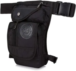 KPYWZER Nylon Thigh Drop Leg Bag for Men Women Fanny Pack Waist Bags Mens Travel Outdoors Crossbody Shoulder Pouch Black