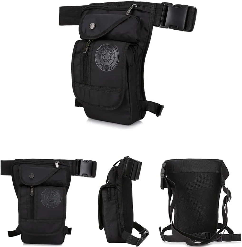 KPYWZER Nylon Thigh Drop Leg Bag for Men Women Fanny Pack Waist Bags Mens Travel Outdoors Crossbody Shoulder Pouch Black