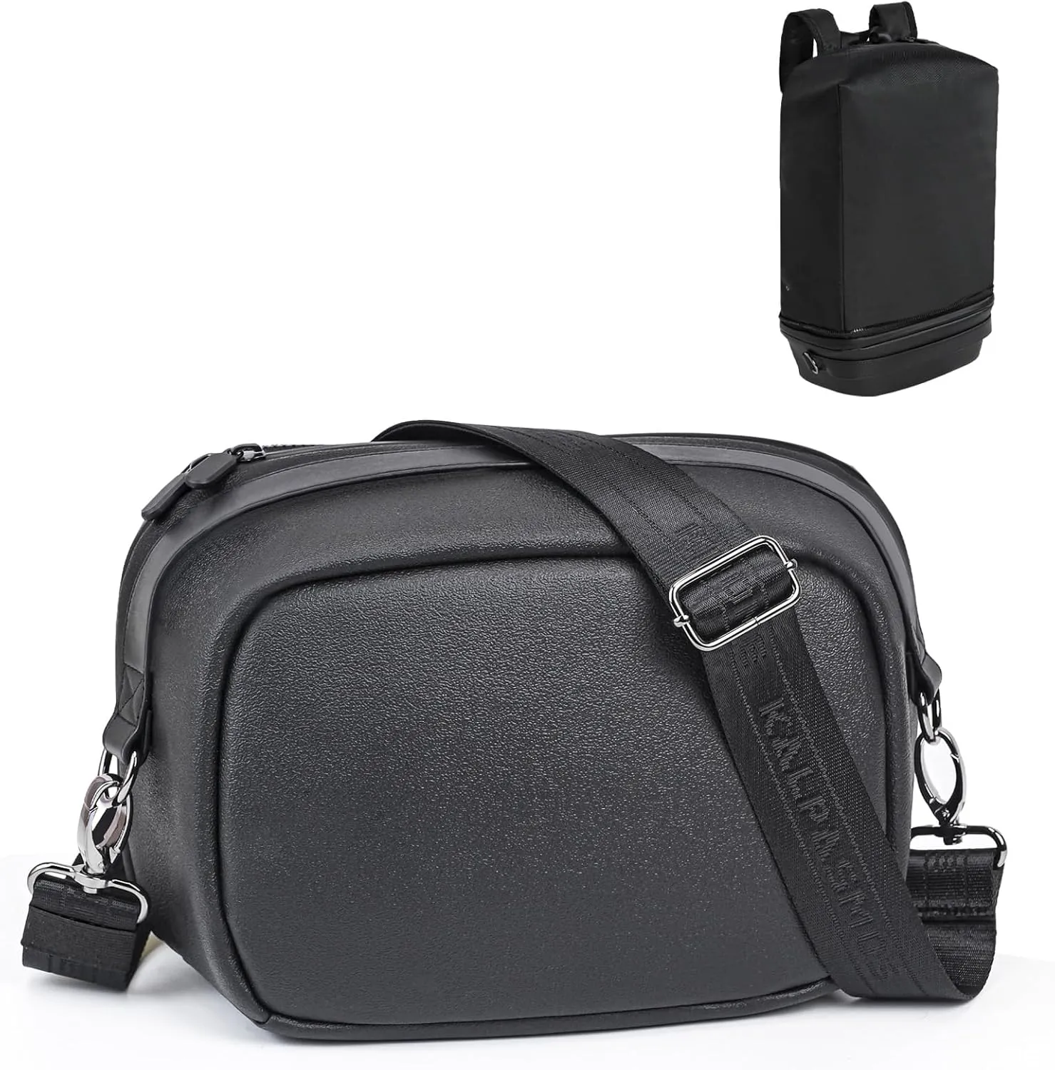 Krone Kalpasmos Convertible Crossbody Backpack for Men – Expandable Sling Bag with Large Capacity, Compact Travel Backpack Fits Tech Gear, Laptops, Nintendo Switch, Clothes, and More
