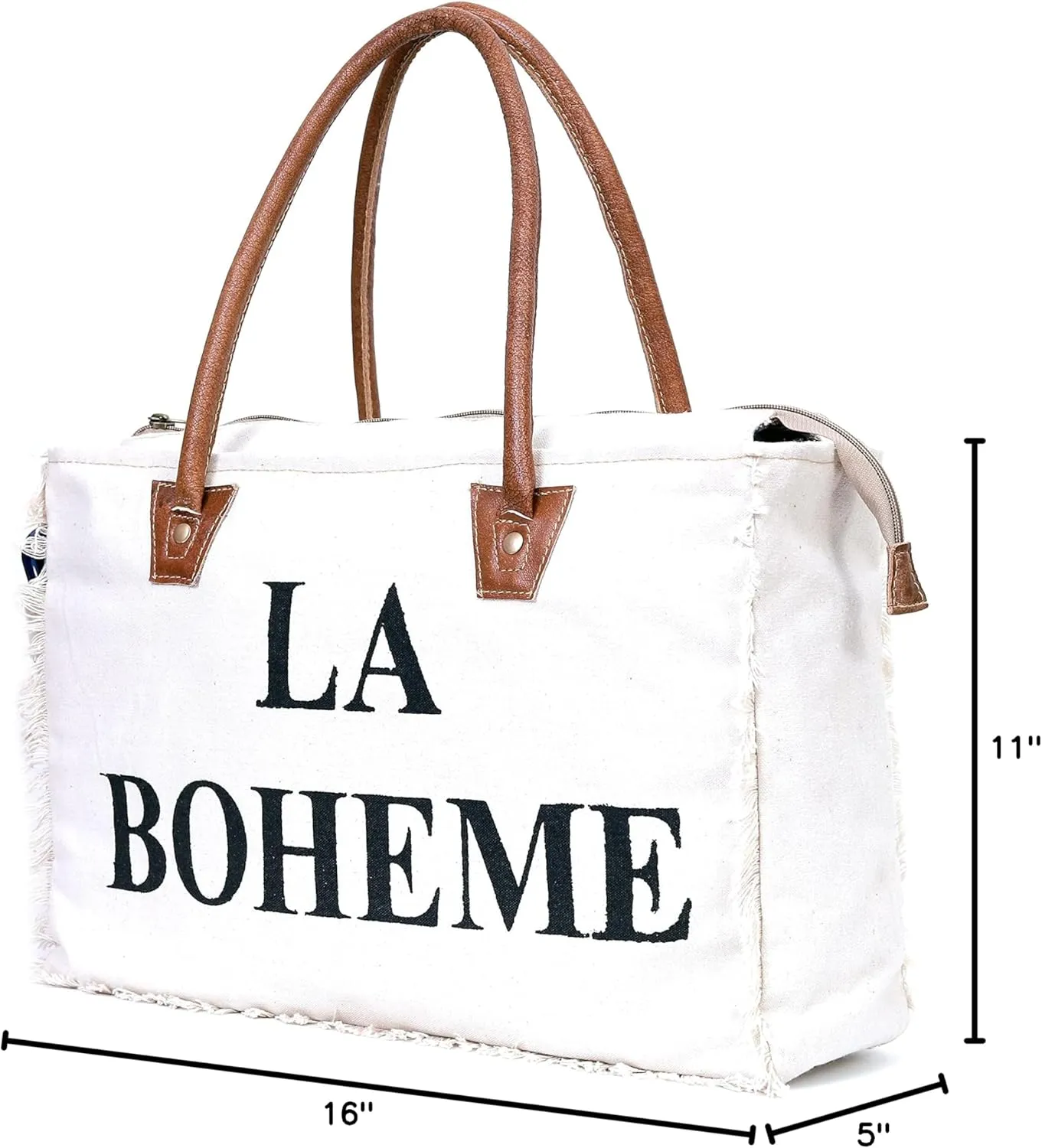 LA BOHEME Upcycled Canvas & Leather Crossbody Bag