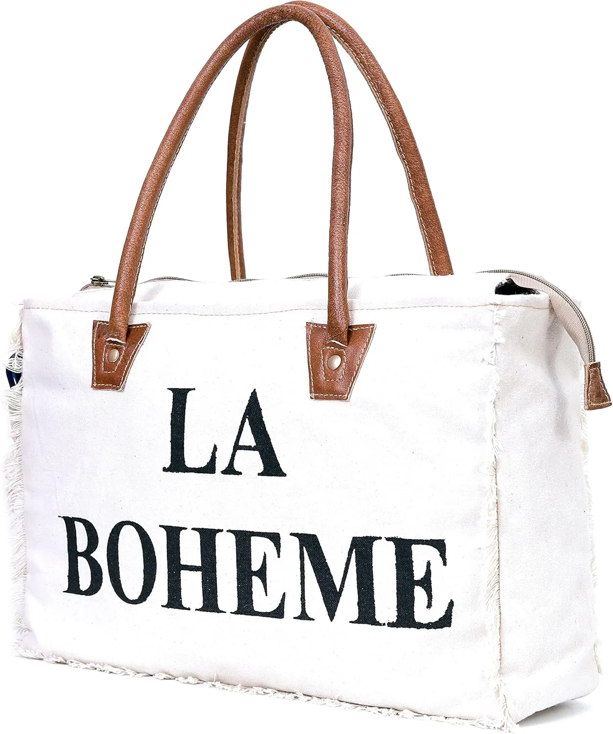 LA BOHEME Upcycled Canvas & Leather Crossbody Bag
