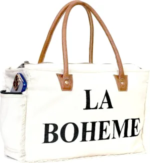 LA BOHEME Upcycled Canvas & Leather Crossbody Bag