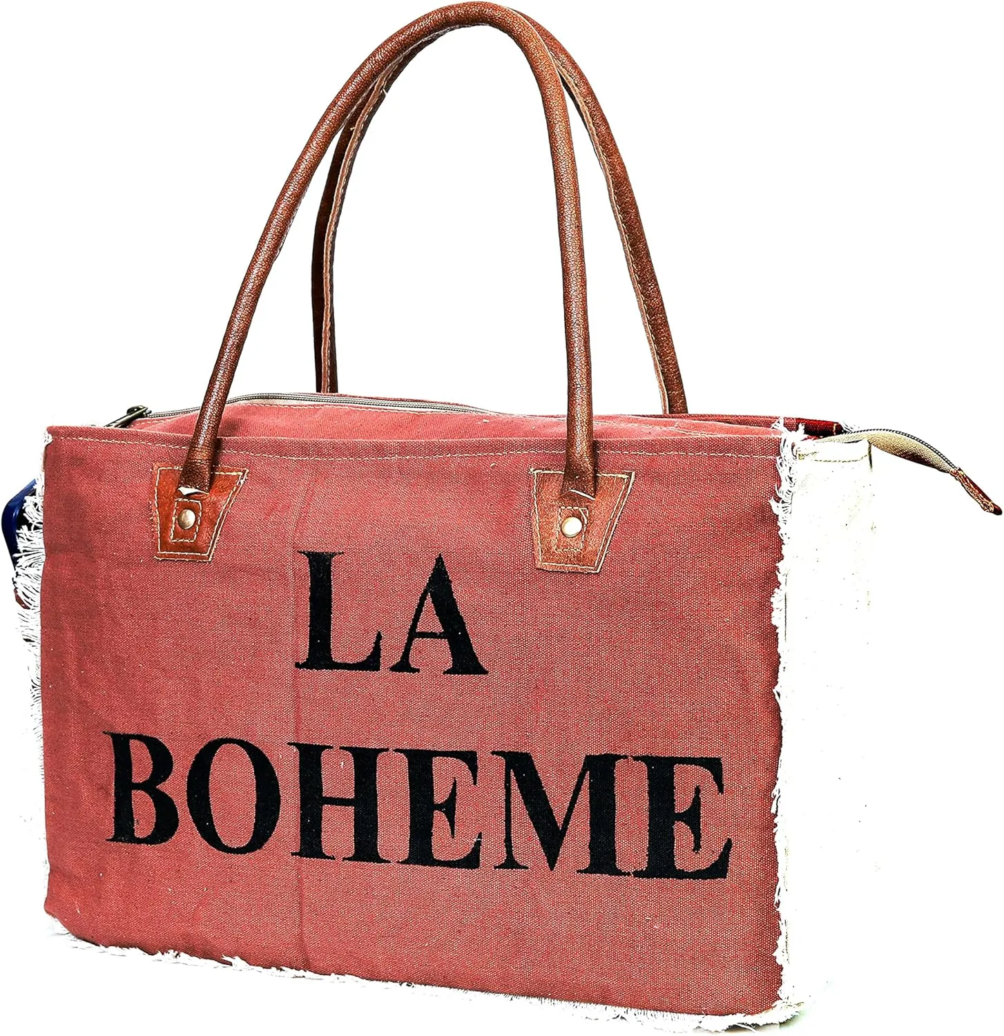 LA BOHEME Upcycled Canvas & Leather Crossbody Bag