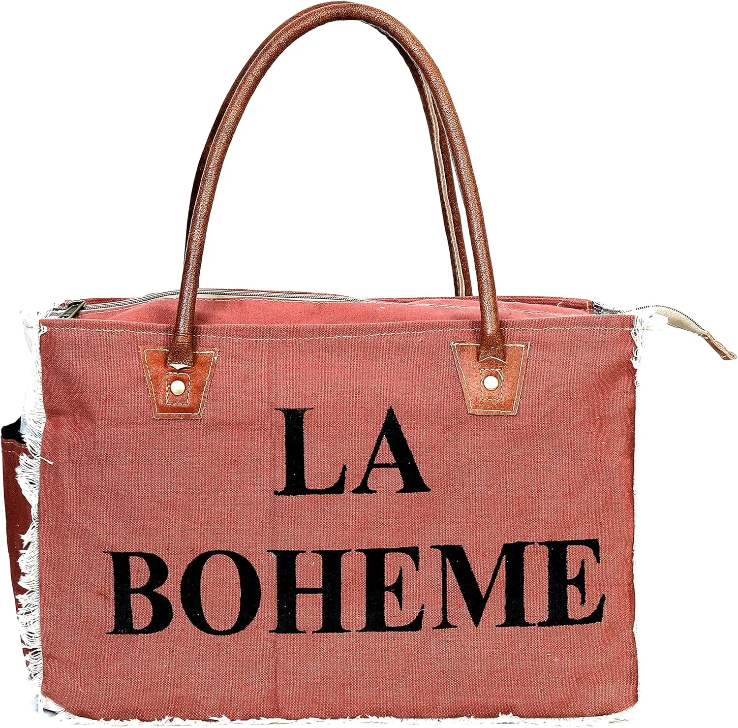 LA BOHEME Upcycled Canvas & Leather Crossbody Bag