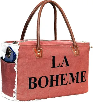 LA BOHEME Upcycled Canvas & Leather Crossbody Bag