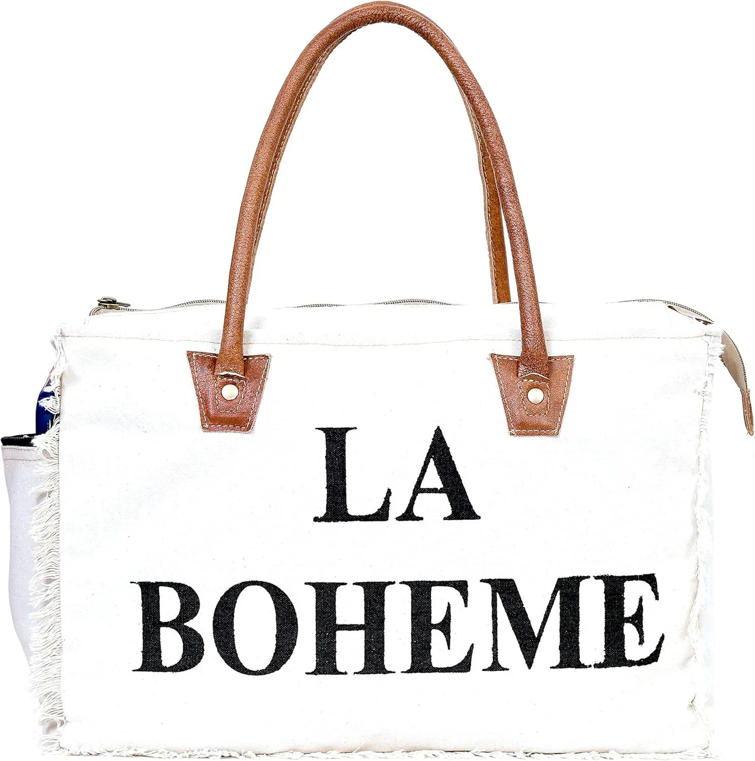 LA BOHEME Upcycled Canvas & Leather Crossbody Bag
