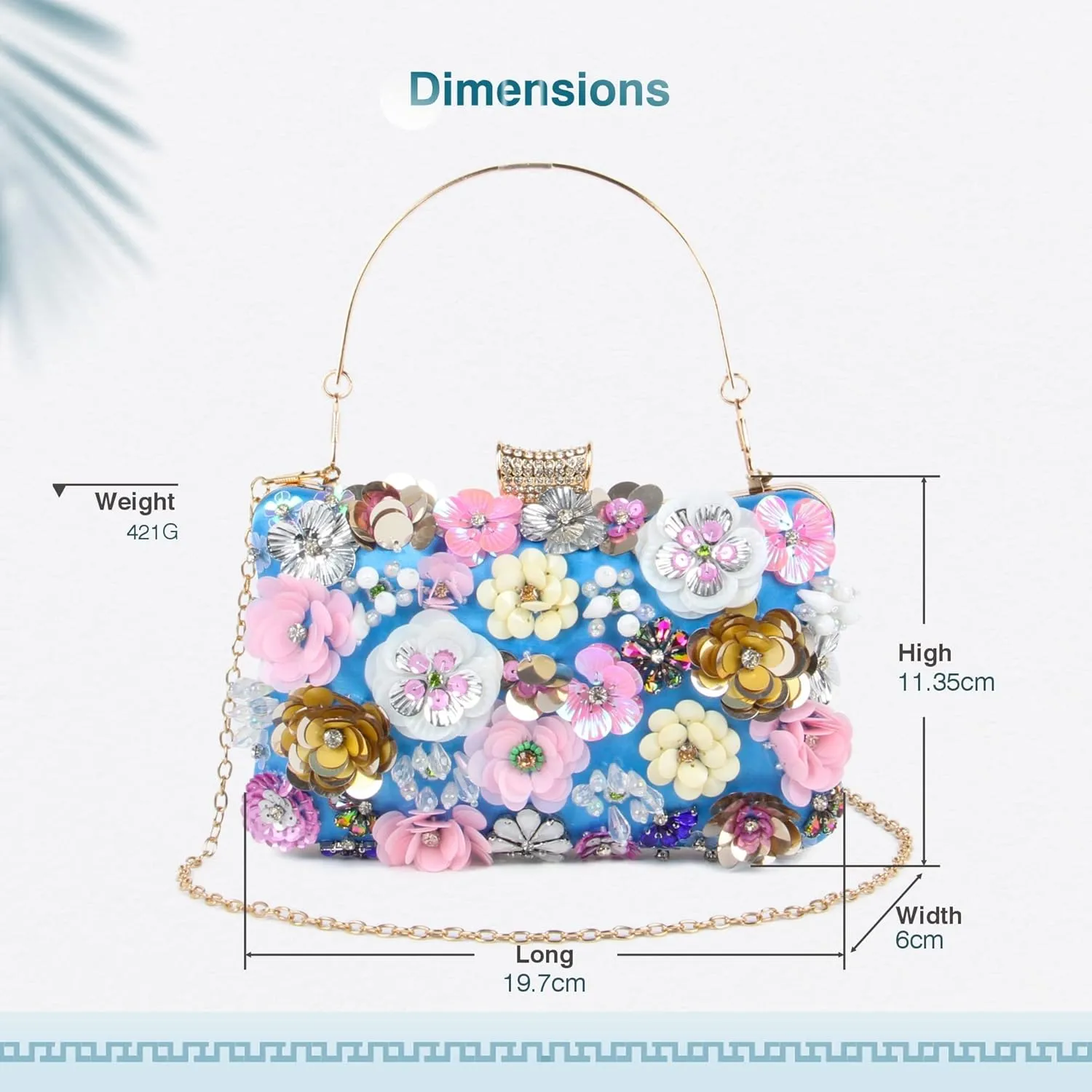 Lanpet Women Clutches Flower Evening Handbag Chain Strap Shoulder Bag
