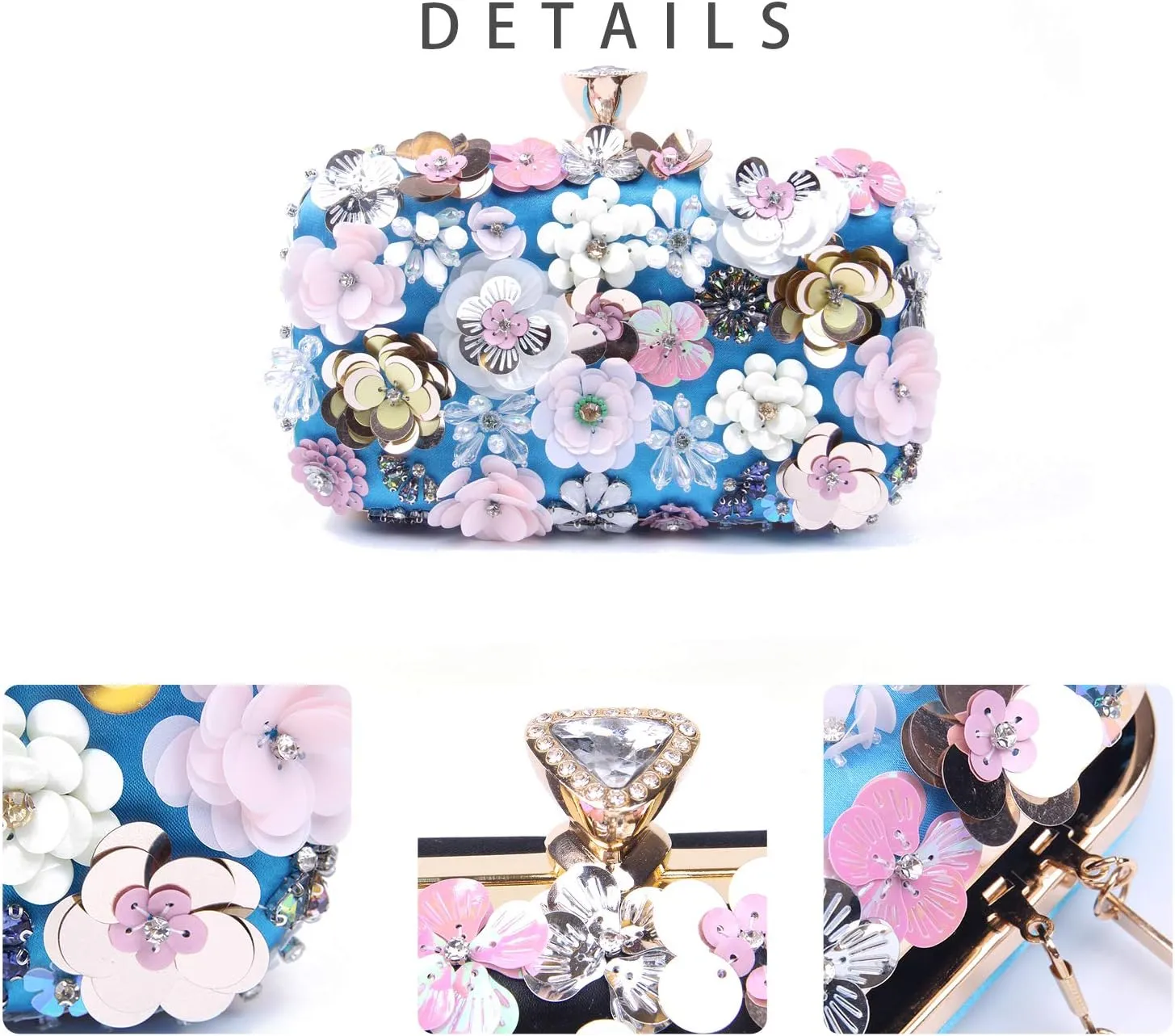 Lanpet Women Clutches Flower Evening Handbag Chain Strap Shoulder Bag