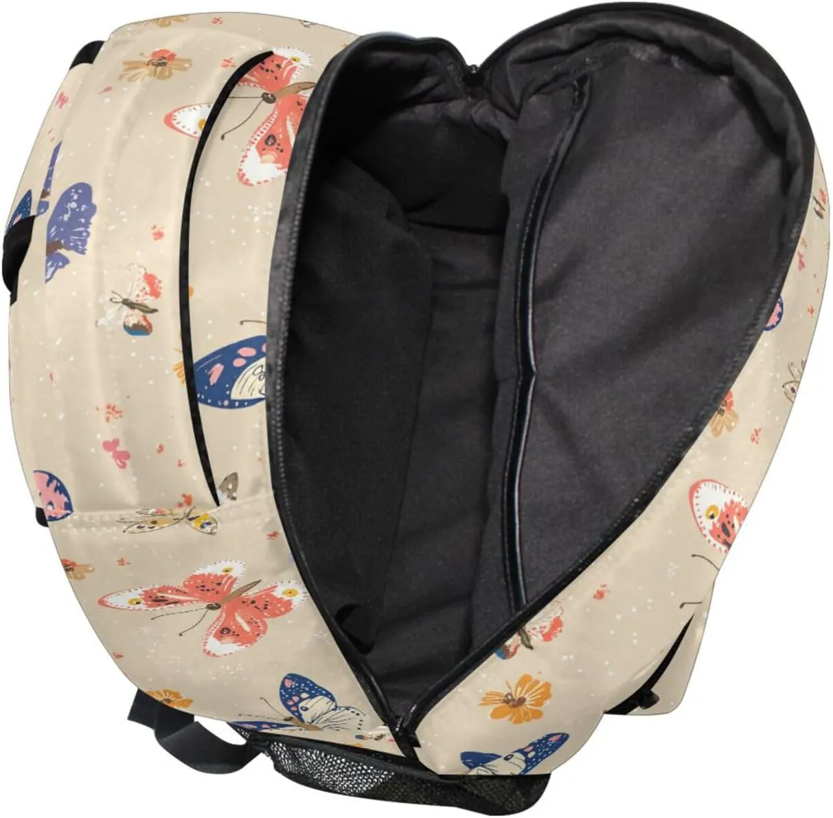 Laptop Backpack for Unisex Adult Waterproof Personal Backpack with Chest Strap Gift Men & Women Cartoon Cute Butterfly Beige